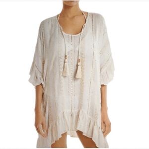 Surf Gypsy Gold Metallic Stripe Swim Cover Up